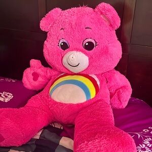 A pink teddy bears